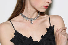 Load image into Gallery viewer, Bride Crystal Pendant Silver Choker Necklace