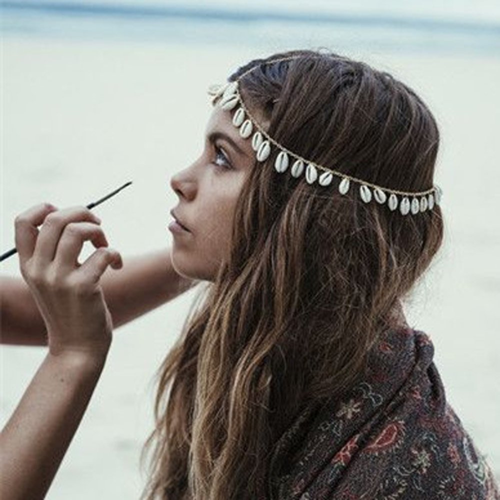 Vintage Bohemian Chain Shell Pendant Head Piece