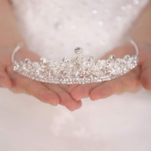 Load image into Gallery viewer, Silver Bead Rhinestones Tiara Crown