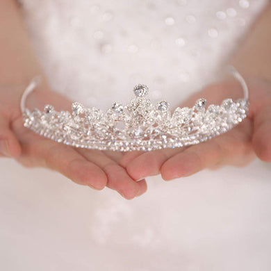 Silver Bead Rhinestones Tiara Crown
