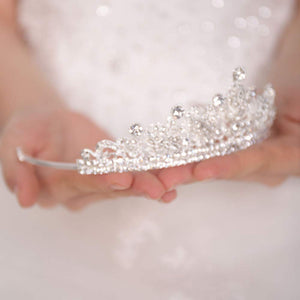 Silver Bead Rhinestones Tiara Crown