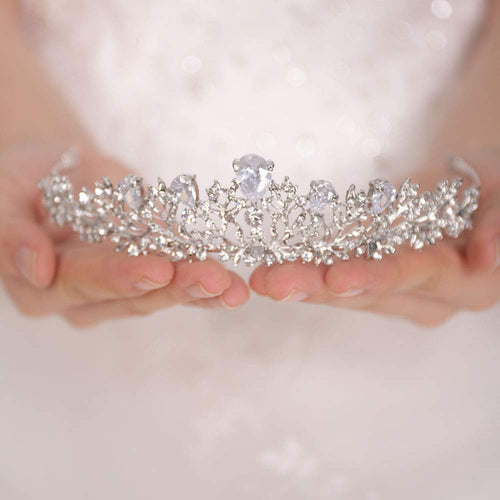 Silver Alloy Bead Tiara Crown