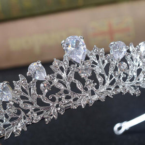 Silver Alloy Bead Tiara Crown