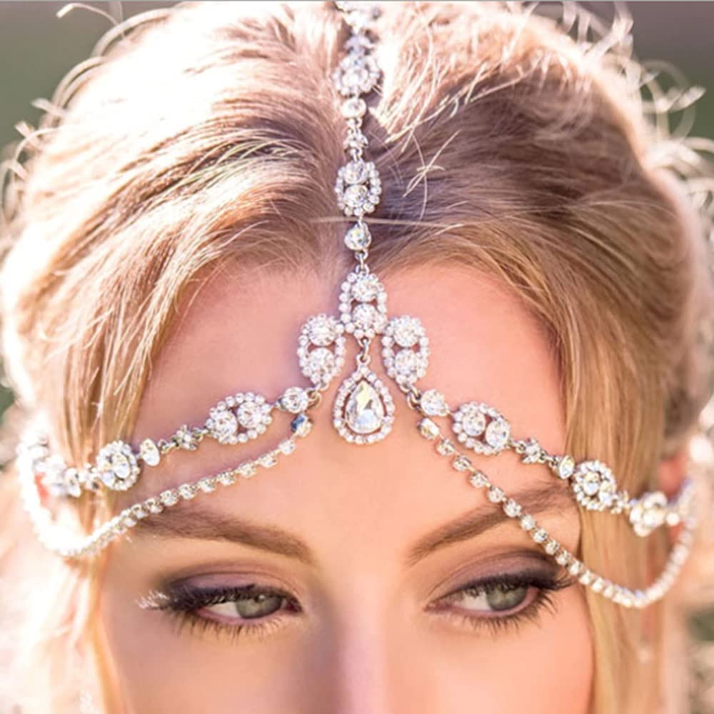 Full Rhinestones Gold Bohemia Head Chain Bridal Headpiece