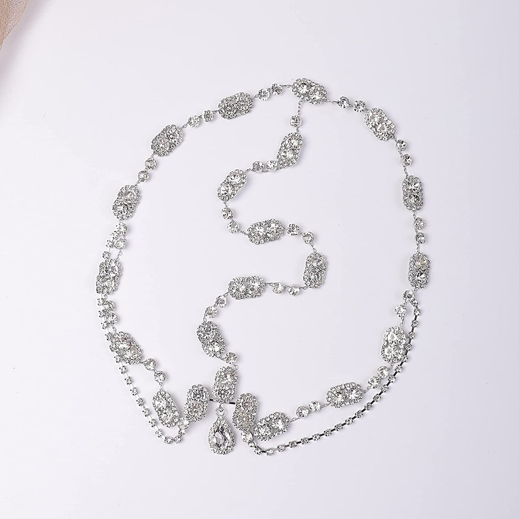 Full Rhinestones Silver Bohemia Head Chain Bridal Headpiece