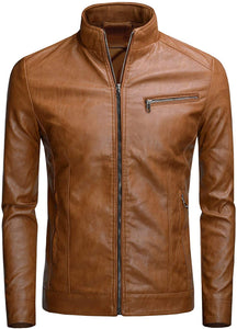 Men's Slim Fit Black Faux Leather Jacket