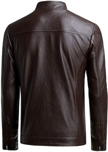 Men's Slim Fit Black Faux Leather Jacket