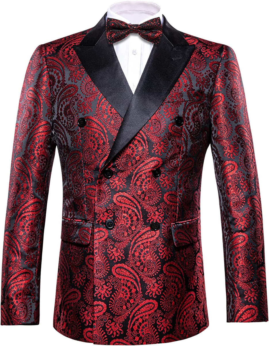Men's Elegant Paisley Red Floral Paisley Tuxedo Blazer – Bella Valentina LA