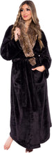 Load image into Gallery viewer, Luxury Black Faux Fur Shawl Collar Long Women&#39;s Robe