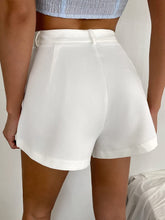 Load image into Gallery viewer, Casual White High Waisted Wide Leg Shorts with Pockets