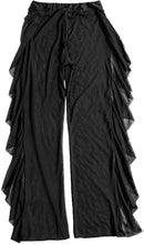 Load image into Gallery viewer, Black Sheer Mesh Ruffle Beach Bottom Cover up Pants