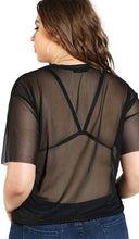 Load image into Gallery viewer, Plus Size Black Short Sleeve Mesh Blouse T-Shirt Tops