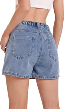 Load image into Gallery viewer, Ripped Light Blue Denim Asymmetrical Hem High Waist Mini Skirt