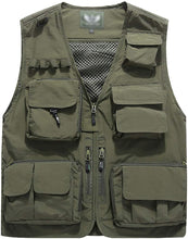 Load image into Gallery viewer, Men&#39;s Black Outdoor Sleeveless Vest Jacket Multi Pockets