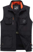 Load image into Gallery viewer, Men&#39;s Black Outdoor Sleeveless Vest Jacket Multi Pockets