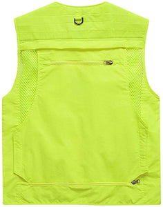 Men's Orange Outdoor Vest Jacket Multi Pockets