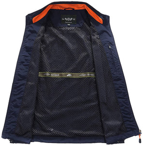 Men's Med Khaki Outdoor Vest Sleeveless Jacket Multi Pockets