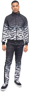 Tiger Camo Men's Side Stripe Zipper Jacket Drawstring Waistband Tracksuit