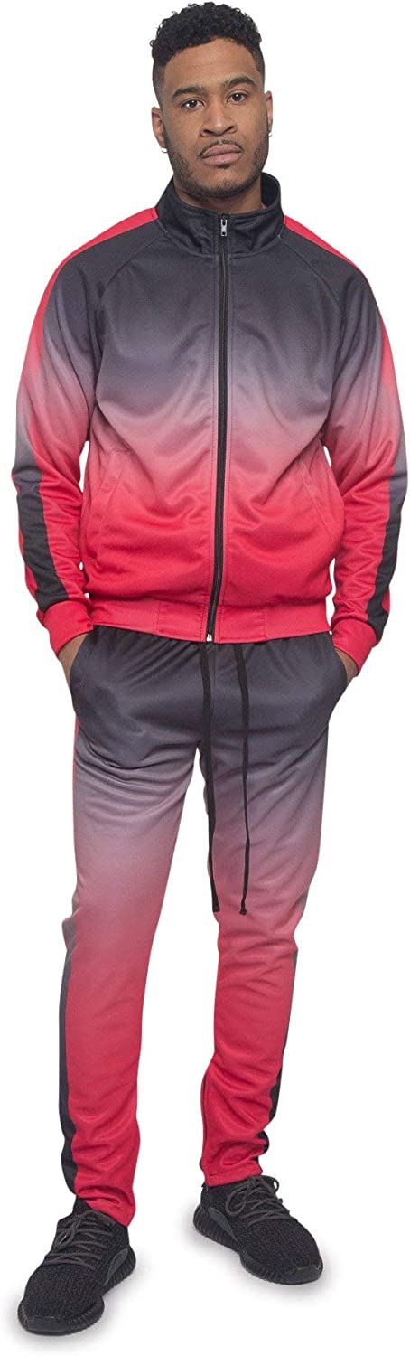 Sporty Gradient Red Men's Big & Tall 2pc Tracksuit