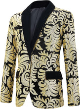 Load image into Gallery viewer, Floral Pattern Gold Sequin Men&#39;s Blazer