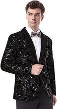 Load image into Gallery viewer, Floral Pattern Black Sequin Men&#39;s Blazer