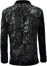 Load image into Gallery viewer, Floral Pattern Black Sequin Men&#39;s Blazer
