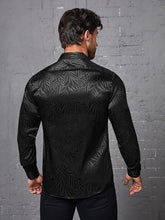 Load image into Gallery viewer, Men&#39;s Elegant Black Long Sleeve Jacquard Shirt