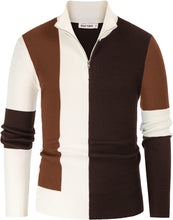 Load image into Gallery viewer, Mens Coffee Stand Collar Knitting Pullovers Quarter Zip Sweaters