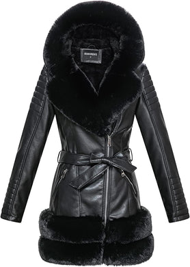Elegant Black Faux Leather Long Sleeve Jacket