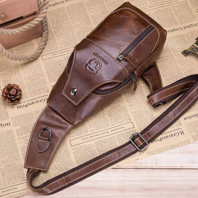 Genuine Brown Leather Casual Crossbody Bag