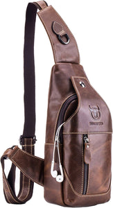 Genuine Brown Leather Casual Crossbody Bag