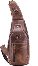 Load image into Gallery viewer, Genuine Brown Leather Casual Crossbody Bag
