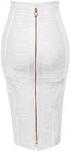 Load image into Gallery viewer, Trendy Bandage Style Zipper Back White Midi Pencil Skirt