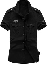 Load image into Gallery viewer, Men&#39;s Military White Button Down Short Sleeve Tactical Shirt