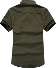 Load image into Gallery viewer, Men&#39;s Military Black Button Down Short Sleeve Tactical Shirt