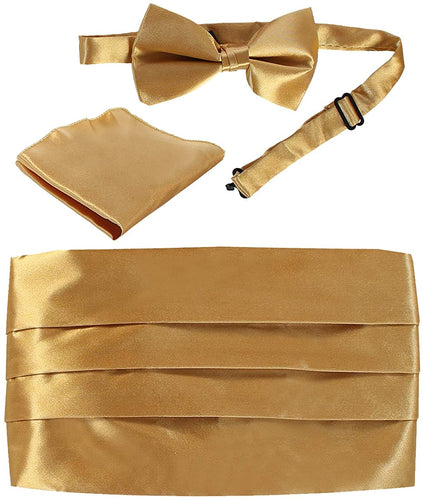 Satin Gold Adjustable Paisley Cummerbund Set