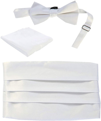 Satin White Adjustable Paisley Cummerbund Set