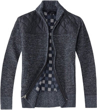 Load image into Gallery viewer, Men&#39;s Melange Blue Knitted Regular Fit Full Zip Cardigan Sweater