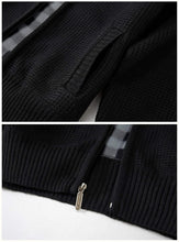 Load image into Gallery viewer, Men&#39;s Black Knitted Regular Fit Full Zip Cardigan Sweater with Soft Brushed Flannel Lining