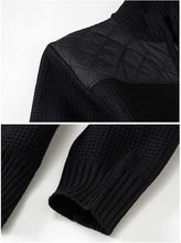 Load image into Gallery viewer, Men&#39;s Black Knitted Regular Fit Full Zip Cardigan Sweater with Soft Brushed Flannel Lining