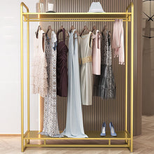 Load image into Gallery viewer, Modern Boutique 2-tier Gold Full Metal Clothing Rack
