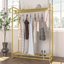 Load image into Gallery viewer, Modern Boutique 2-tier Gold Full Metal Clothing Rack