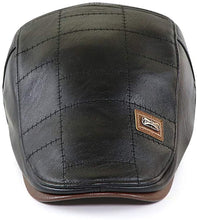 Load image into Gallery viewer, Vintage Newsboy Black Adjustable PU Leather Ivy Cap
