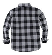 Load image into Gallery viewer, Men&#39;s Grey Plaid Warm Sherpa Lined Fleece Jacket