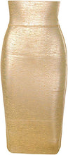 Load image into Gallery viewer, Gold Metallic High Waist Bandage Pencil Skirt