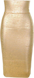 Gold Metallic High Waist Bandage Pencil Skirt