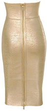 Load image into Gallery viewer, Gold Metallic High Waist Bandage Pencil Skirt