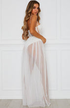 Load image into Gallery viewer, Sweetheart Corset White Spaghetti Strap Sheer Maxi Dress