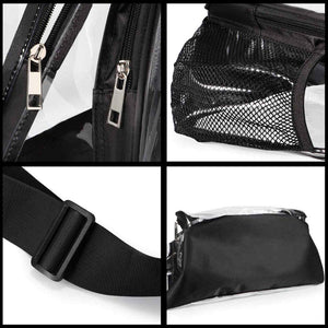 Durable Sling Black Bag Clear Backpack with Adjustable Strap