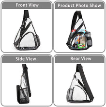 Load image into Gallery viewer, Durable Sling Black Bag Clear Backpack with Adjustable Strap